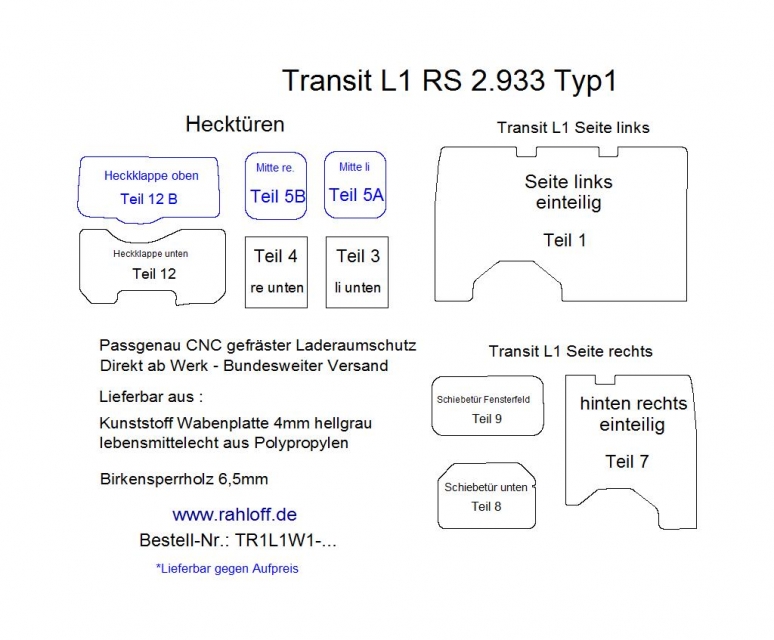 Ford Transit Seitenverkleidung L1 - 2006 bis 2014 - Transit ?06