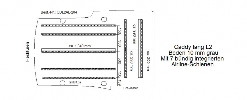 Volkswagen Caddy Laderaumboden Airline L2 - 2003 bis 2020 - 2K / SA
