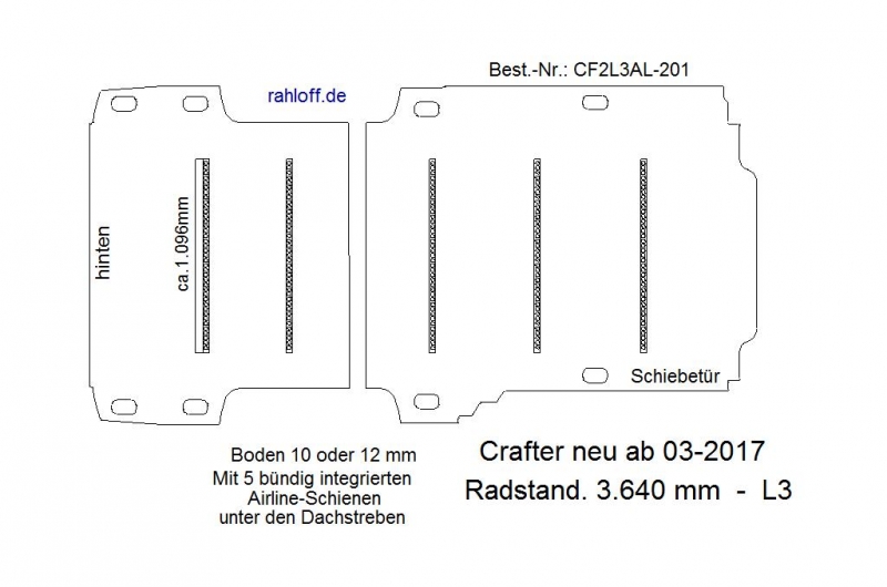 Volkswagen Crafter Laderaumboden Airline L3 - Ab 03/2017 - SY/SZ