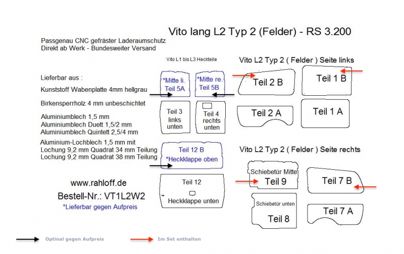 Mercedes Vito Seitenverkleidung oberhalb L2 - Bis 09/2014 - W/V 639