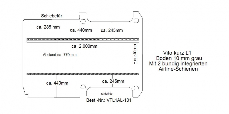 Mercedes Vito Laderaumboden Airline L1 - Bis 09/2014 - W/V 639