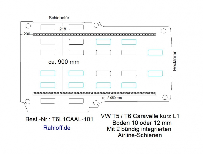 Volkswagen Transporter T5 Caravelle Laderaumboden Airline L2 - Ab 2003