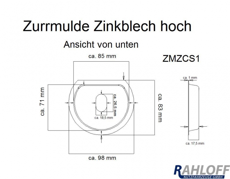 Zurrmulde Zinkblech - Variantenartikel