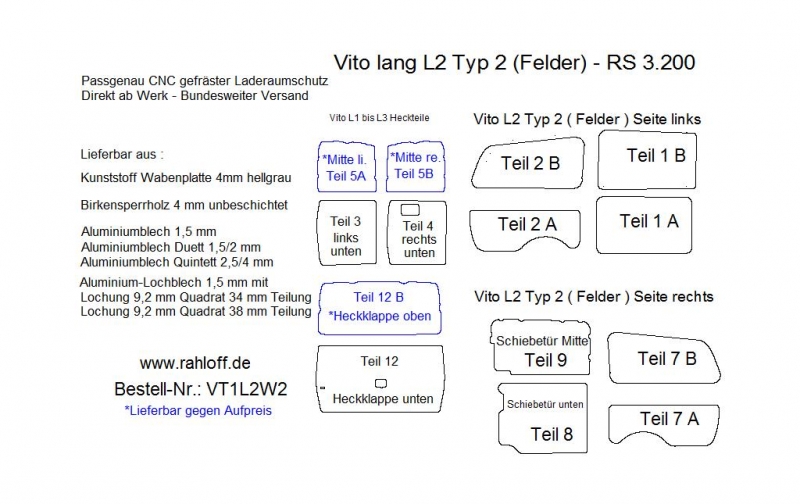 Mercedes Vito Seitenverkleidung L2 - Bis 09/2014 - W/V 639