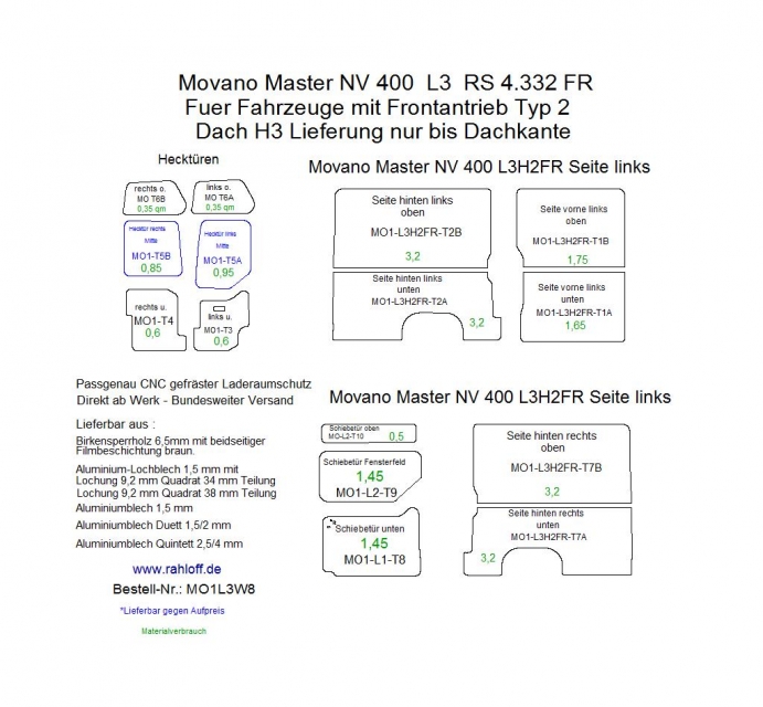 Opel Movano Seitenverkleidung L3 - 04/2010 bis 09/2021 - Movano B