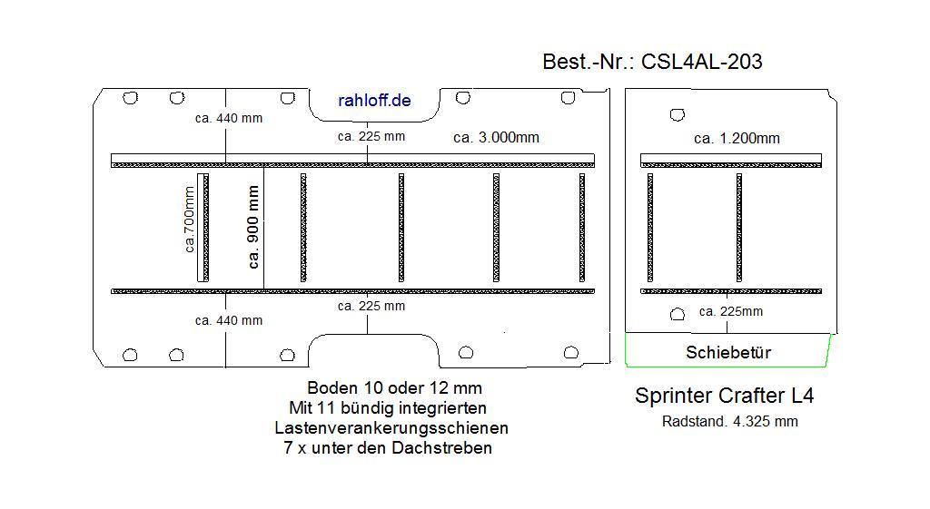 Mercedes Sprinter Laderaumboden Airline L4 - Ab 04/2006 bis Mitte 2018 - W906