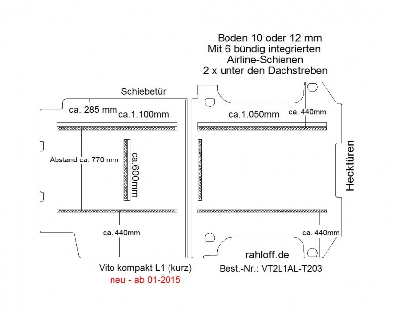 Mercedes Vito Laderaumboden Airline L1 - Ab 10/2014 - W447