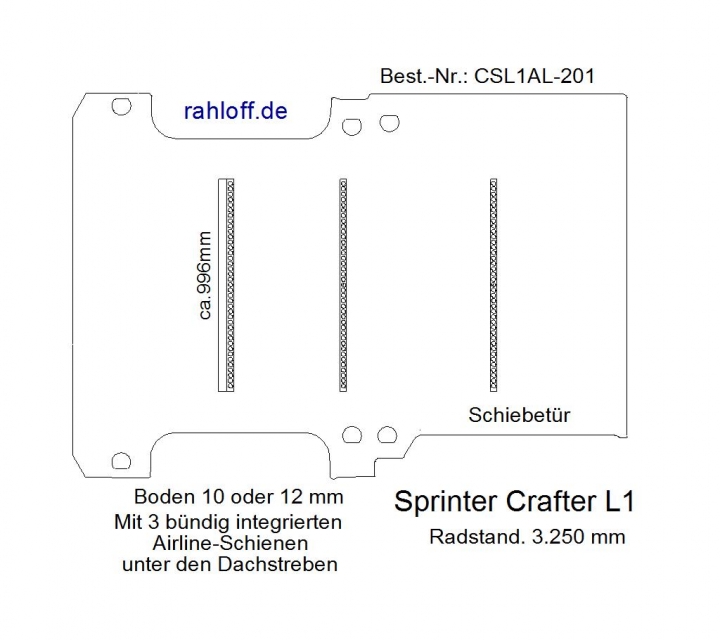 Volkswagen Crafter Laderaumboden Airline L1 - Bis 02/2017 - 2E