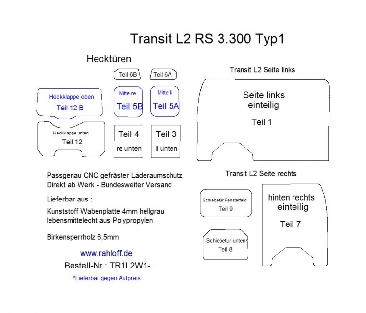 Ford Transit Seitenverkleidung L2 - 2006 bis 2014 - Transit ?06