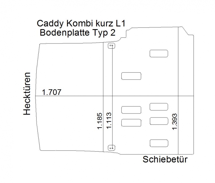 Volkswagen Caddy Kombi Laderaumboden L1 - 2003 bis 2020 - 2K / SA