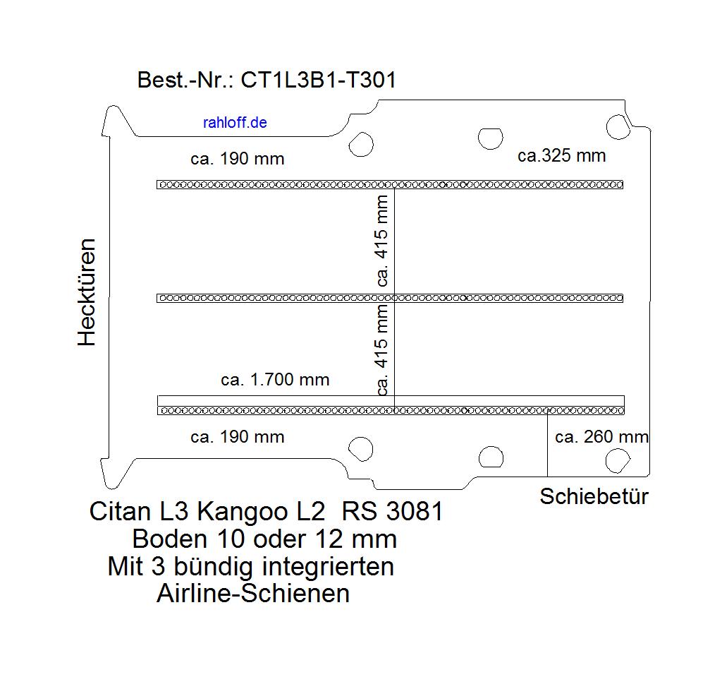 Mercedes Citan Laderaumboden Airline L3 - Bis 08/2021 - W415