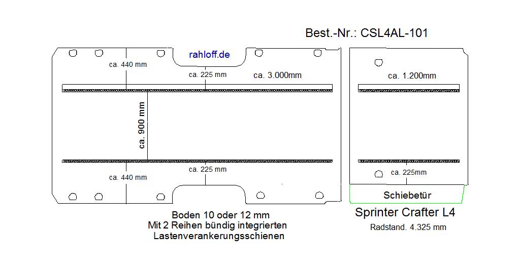 Volkswagen Crafter Laderaumboden Airline L4 - Bis 02/2017 - 2E
