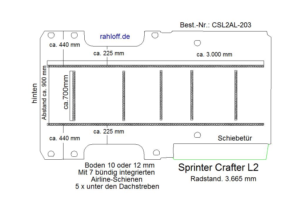Mercedes Sprinter Laderaumboden Airline L2 - Ab 04/2006 bis Mitte 2018 - W906