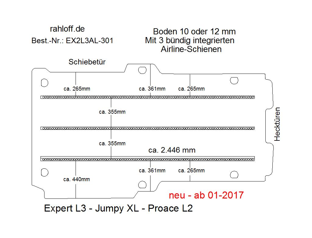 Toyota Proace Laderaumboden Airline L2 Lang - Ab 06/2016 (2. Gen)