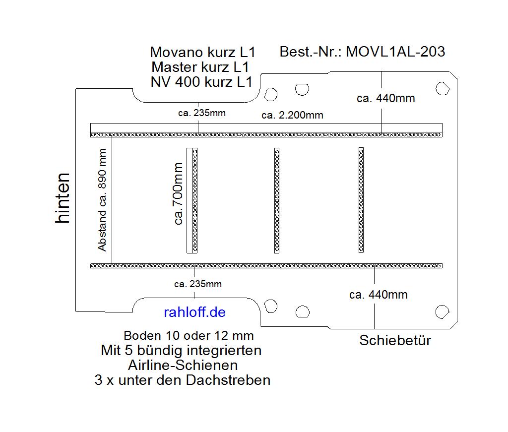 Nissan NV400 Laderaumboden Airline L1 - Ab 09/2010
