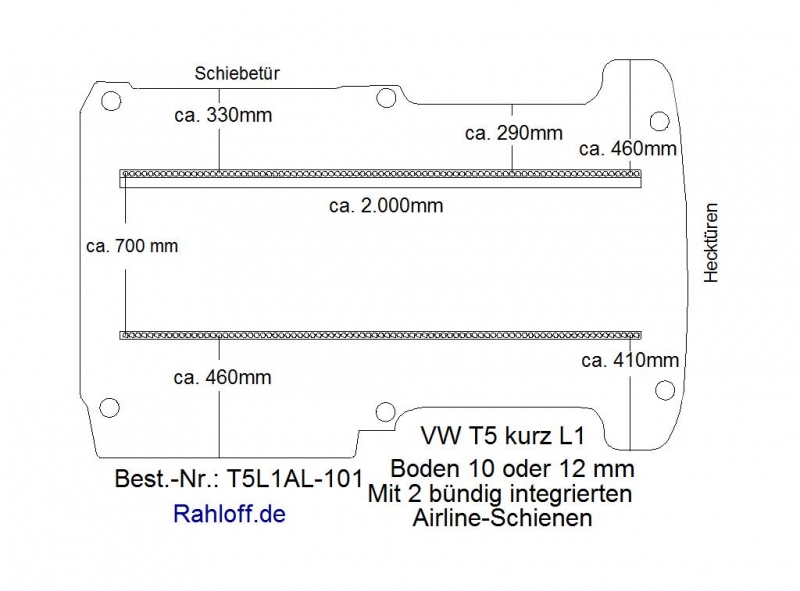 Volkswagen Transporter T5 Laderaumboden Airline L2 - Ab 2003