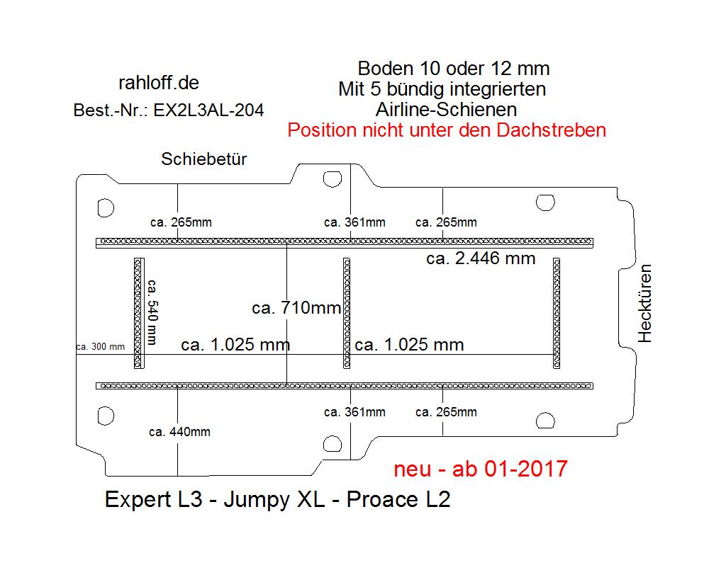 Peugeot Expert Laderaumboden Airline L3 - Ab 06/2016 (3. Gen)