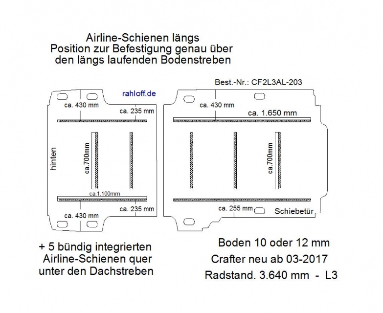 MAN TGE Laderaumboden Airline L3 - Ab 03/2017 - SY/SZ