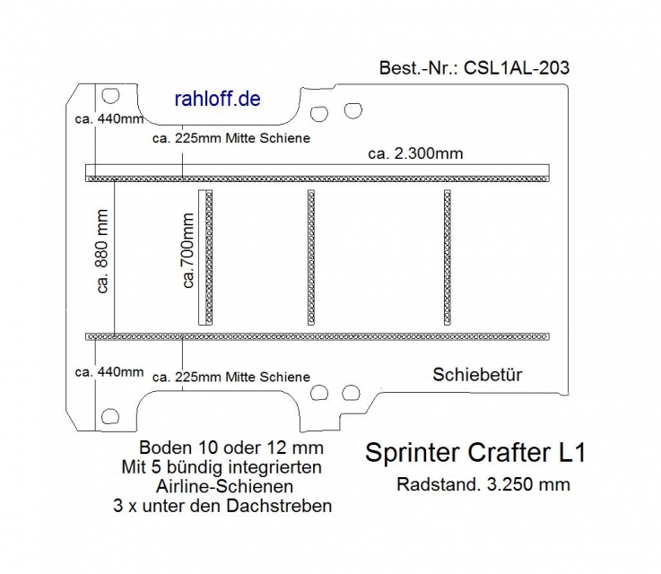 Mercedes Sprinter Laderaumboden Airline L1 - Ab 04/2006 bis Mitte 2018 - W906