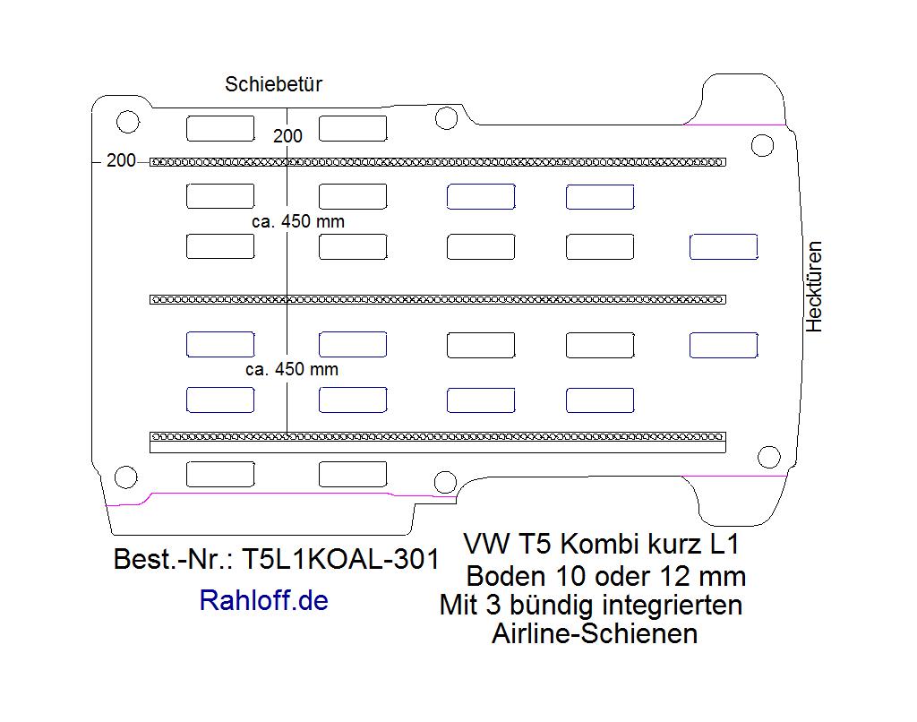 Volkswagen Transporter T5 Kombi Laderaumboden Airline L2 - Ab 2003