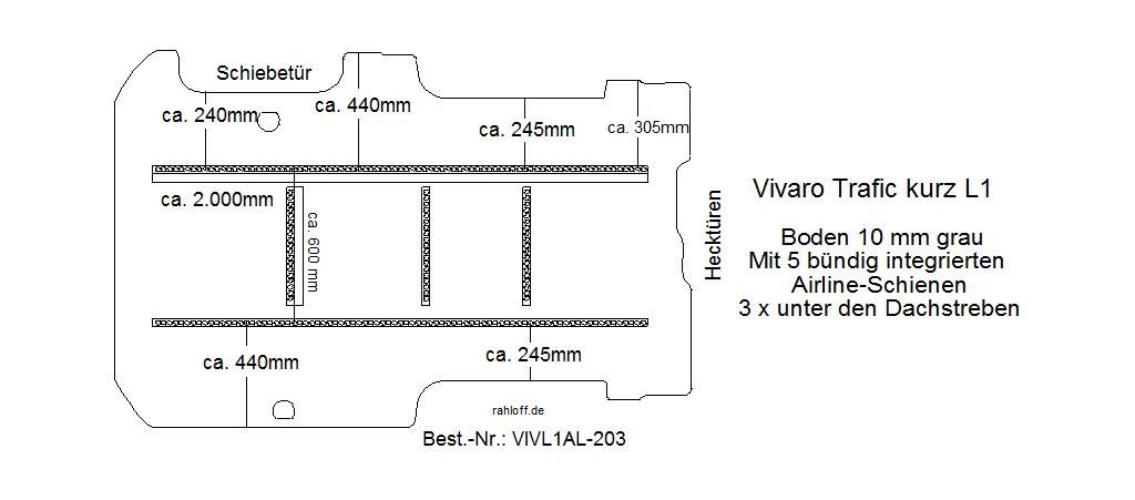 Opel Vivaro Laderaumboden Airline L1 - Bis 10/2014 - Vivaro A