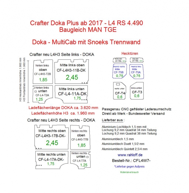 MAN TGE Multicab Seitenverkleidung L4 - Ab 03/2017 - SY/SZ