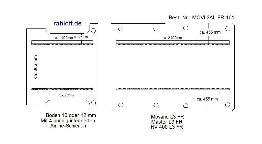Opel Movano Laderaumboden Airline L3 - 04/2010 bis 09/2021 - Movano B