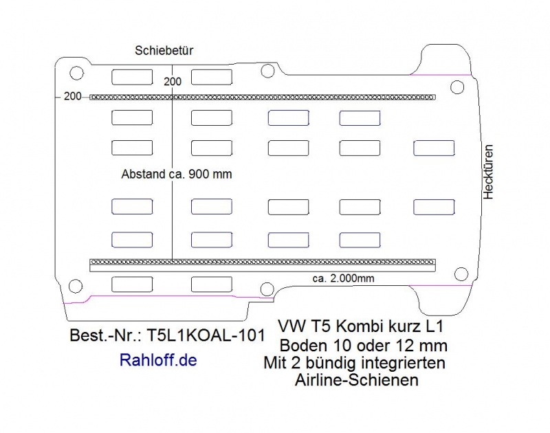 Volkswagen Transporter T6 Kombi Laderaumboden Airline L1 - Ab 2015