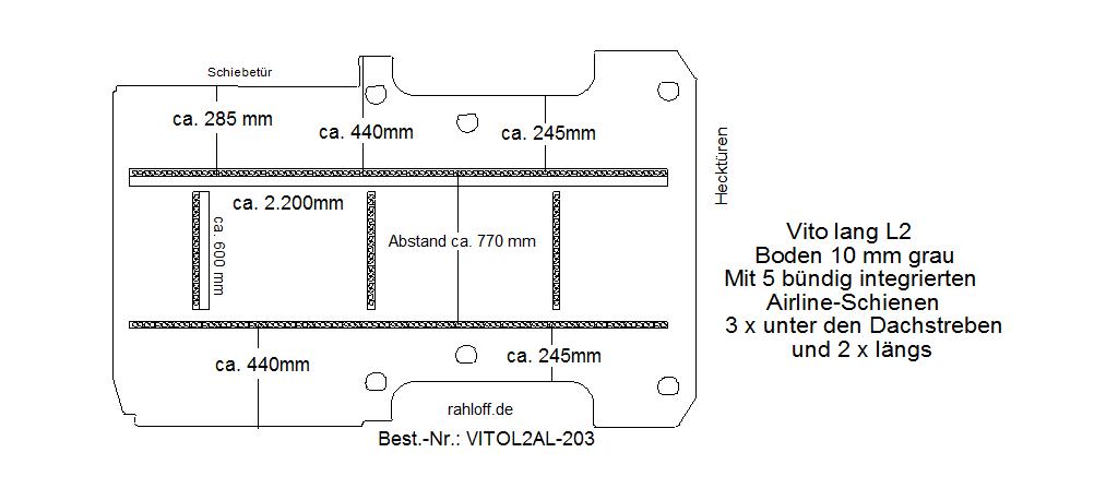 Mercedes Vito Laderaumboden Airline L2 - Bis 09/2014 - W/V 639