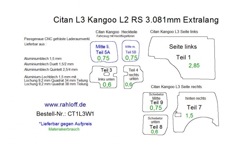 Renault Kangoo Rapid Seitenverkleidung L2 Maxi - 02/2008 bis 2021 - Kangoo Rapid 2