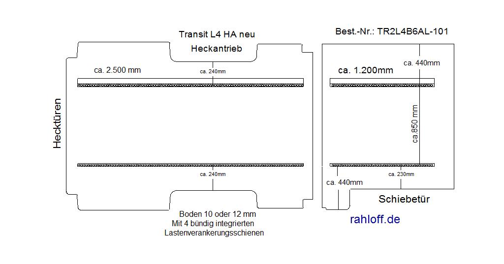 Ford e-Transit Laderaumboden Airline L4 - Ab 2022